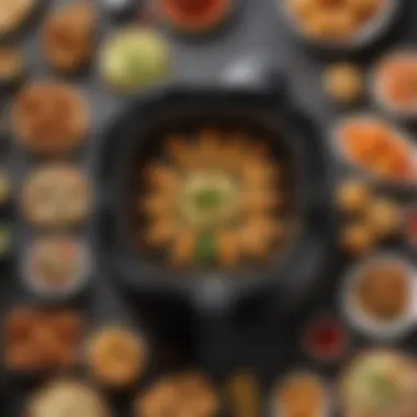 Assorted Appetizers from the Ninja Air Fryer An assortment of delicious appetizers prepared in the Ninja air fryer, presenting variety and appeal.