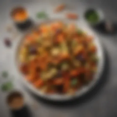 Crispy Air Fried Vegetables A vibrant plate of crispy air fried vegetables showcasing color and freshness.