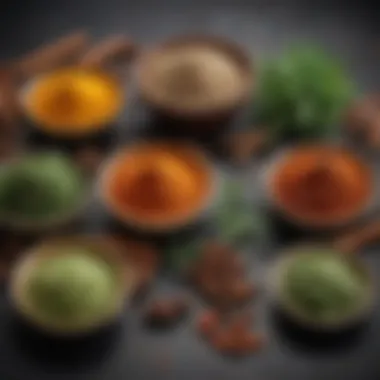 A selection of herbs and spices enhancing flavor in no-carb meals