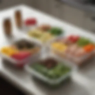 Balanced Meal Planning A well-organized meal prep container filled with balanced portions of proteins and greens.