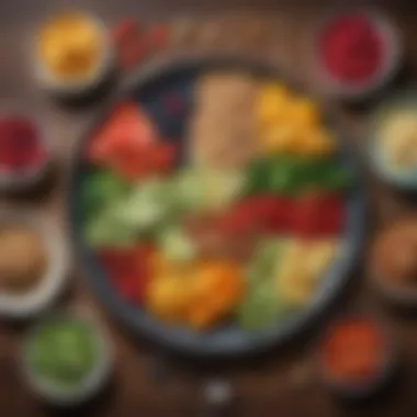 Diverse Nutritional Plate A colorful plate of diverse foods including fruits, vegetables, and grains