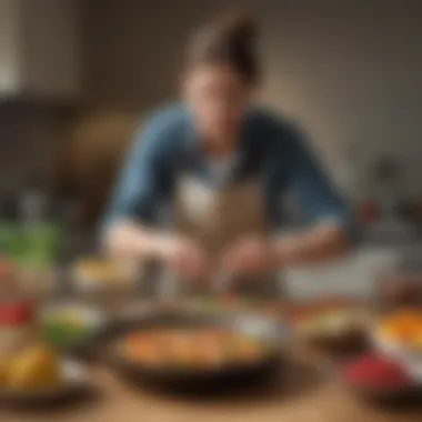 Engaging Meal Preparation A fun and engaging meal prep scene with healthy ingredients