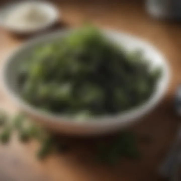 An elegant dish featuring seaweed as a main ingredient