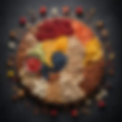 A colorful assortment of nutritional snacks including fruits, nuts, and seeds arranged aesthetically.