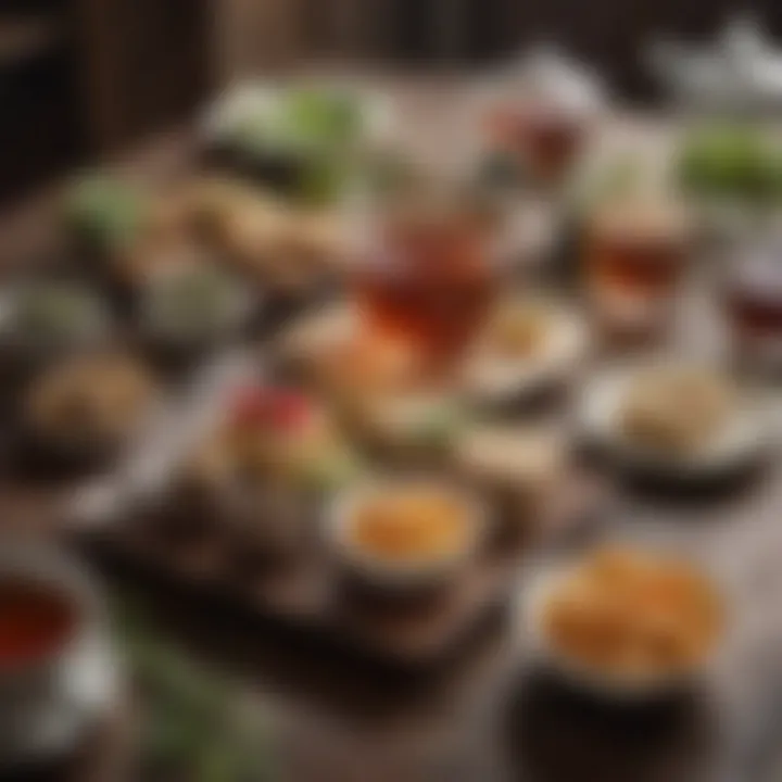 An inviting scene of herbal tea paired with a selection of wholesome snacks, creating a relaxing ambiance.
