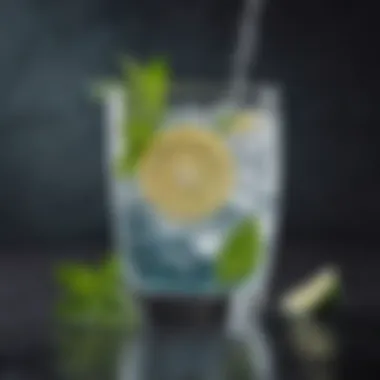 A glass of water infused with mint and lemon