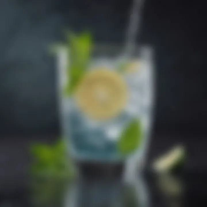 A glass of water infused with mint and lemon