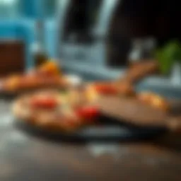 A beautifully crafted Ooni pizza oven peel showcasing its design features.