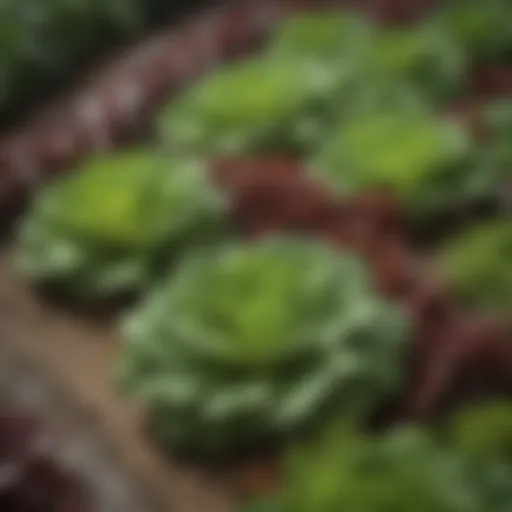 A vibrant garden layout showcasing lettuce with companion plants