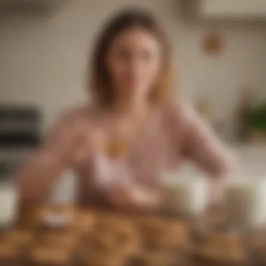 A cozy setting featuring a mother enjoying lactation cookies