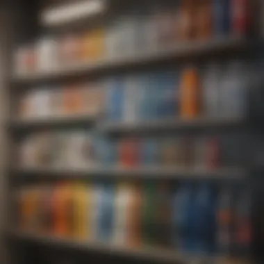 Efficient shelf setup for water bottles Organized water bottles on a shelf