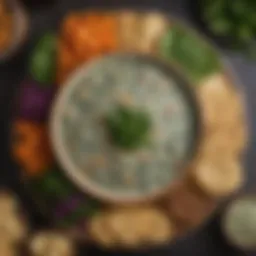 A rich, creamy outback spinach dip served in a rustic bowl surrounded by crackers and vegetables.