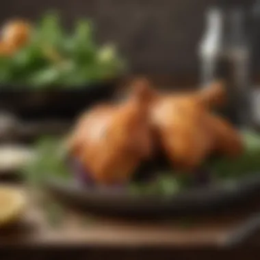 Delectable Air Fried Chicken A beautifully plated air fryer chicken dish, garnished with fresh herbs and served with a side salad.