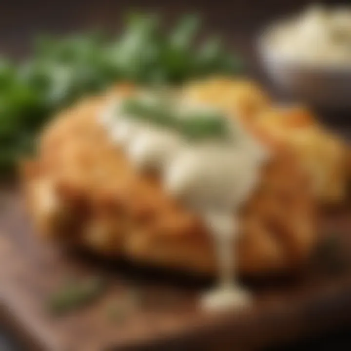 Golden, crispy Parmesan Ranch Chicken garnished with fresh herbs
