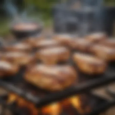 An outdoor grill infused with aromatic smoke
