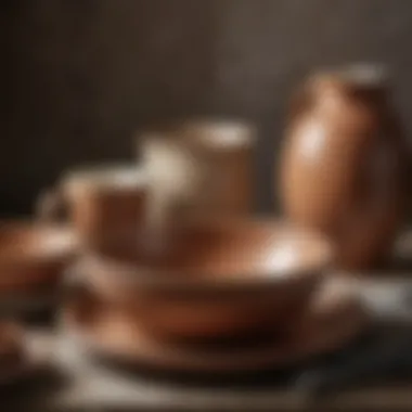 Rustic stoneware collection with earthy tones and textures