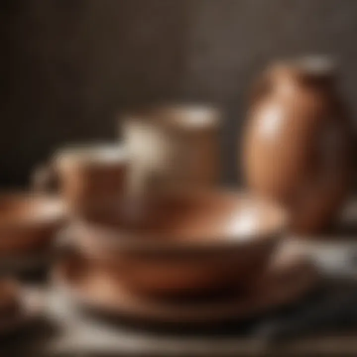 Rustic stoneware collection with earthy tones and textures