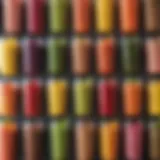 Colorful assortment of premade smoothie packs