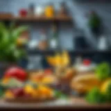 Colorful assortment of nutritious quick fit foods on a table