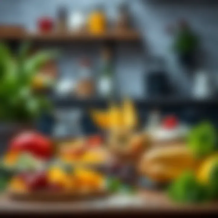 Nutritious Quick Fit Foods Colorful assortment of nutritious quick fit foods on a table