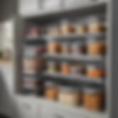 An organized kitchen featuring Rubbermaid grey food storage solutions in use.