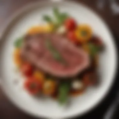 Garnished Steak Dish A beautifully plated steak dish garnished with herbs