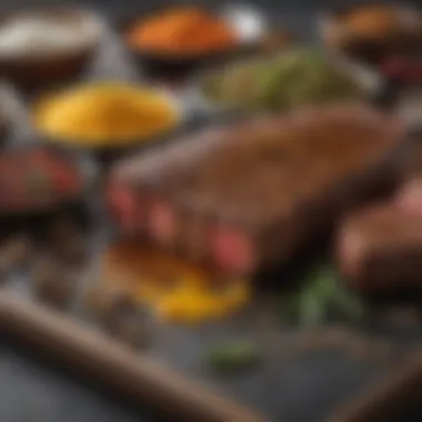 Steak Marinades and Spices An assortment of marinades and spices ideal for steak preparation