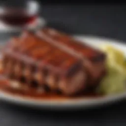 A mouthwatering plate of Saint Louis style pork spare ribs glazed with a rich barbecue sauce