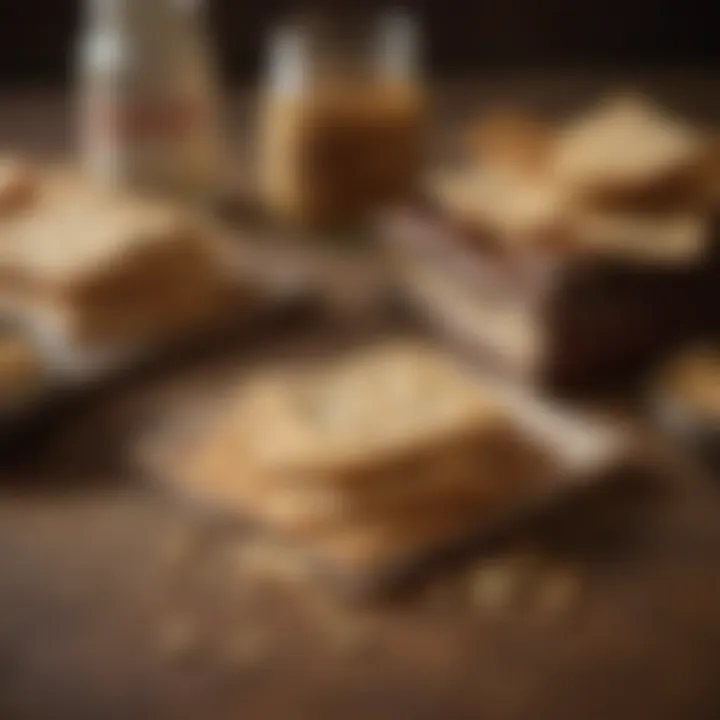 A historical depiction of saltine crackers with a vintage recipe book in the background