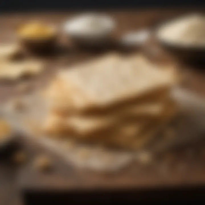 Ingredients laid out neatly for making saltine crackers including flour, butter, and salt