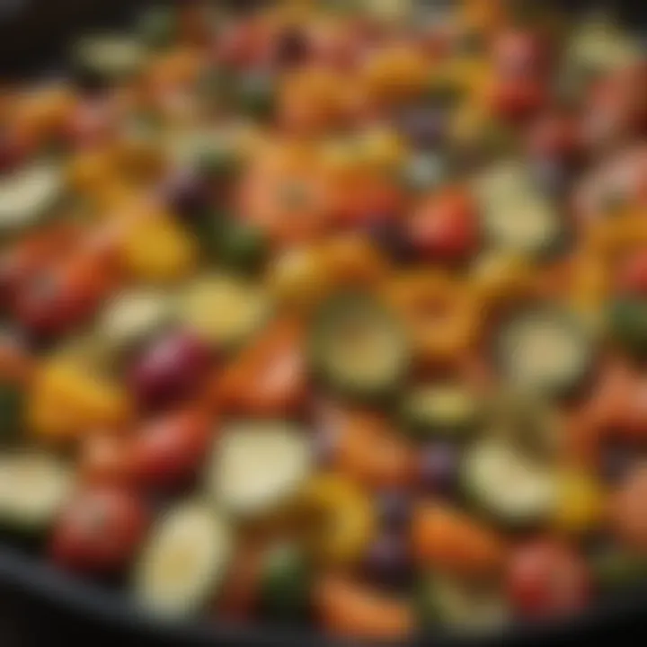 A close-up view of sautéed vegetables showcasing their colors and textures.