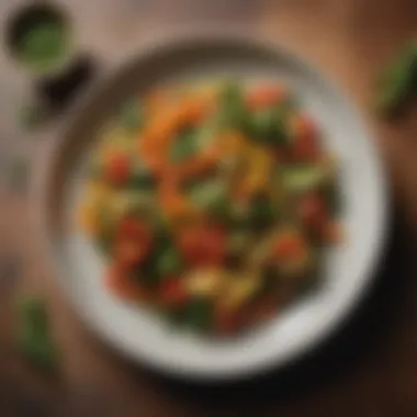 Garnished Sautéed Vegetables A beautifully plated dish of sautéed vegetables garnished with herbs.