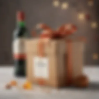 Elegant Gift Presentation An elegantly wrapped gift box with a Scotch bottle