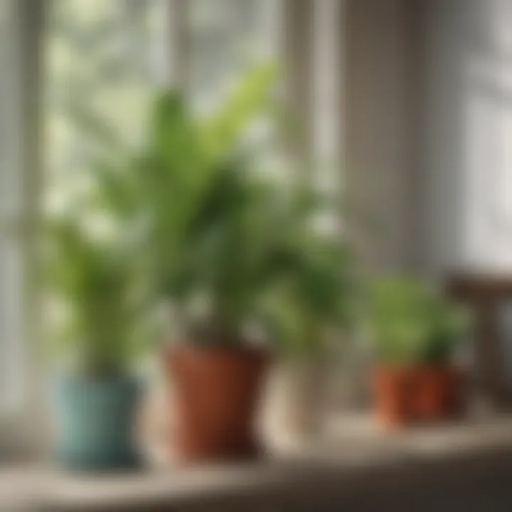 An assortment of vibrant house plants placed on a window sill.