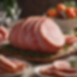 Elegantly displayed spiral sliced ham on a festive table