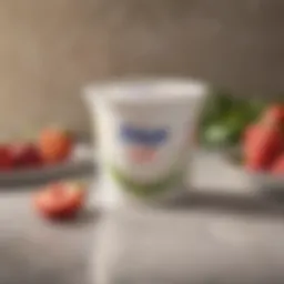 Fage yogurt container with lid partially opened