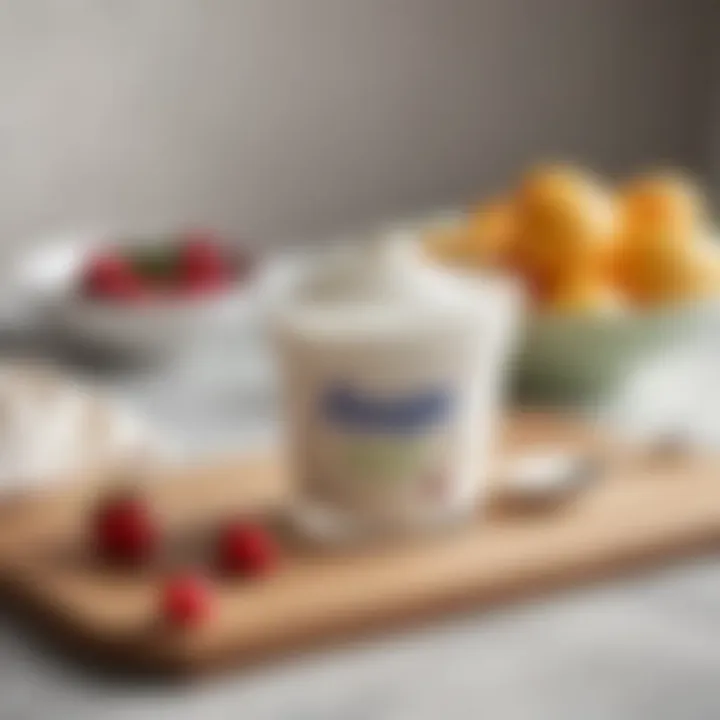 Fresh Fage yogurt on a table with a spoon