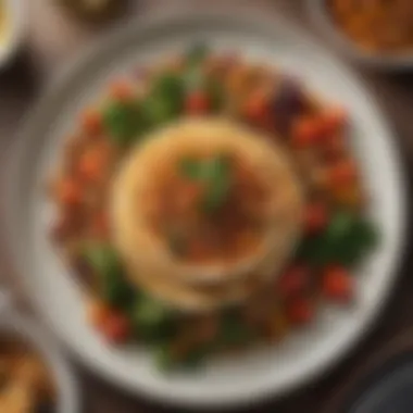Artful plating of a hearty vegan meal featuring legumes and seasonal vegetables