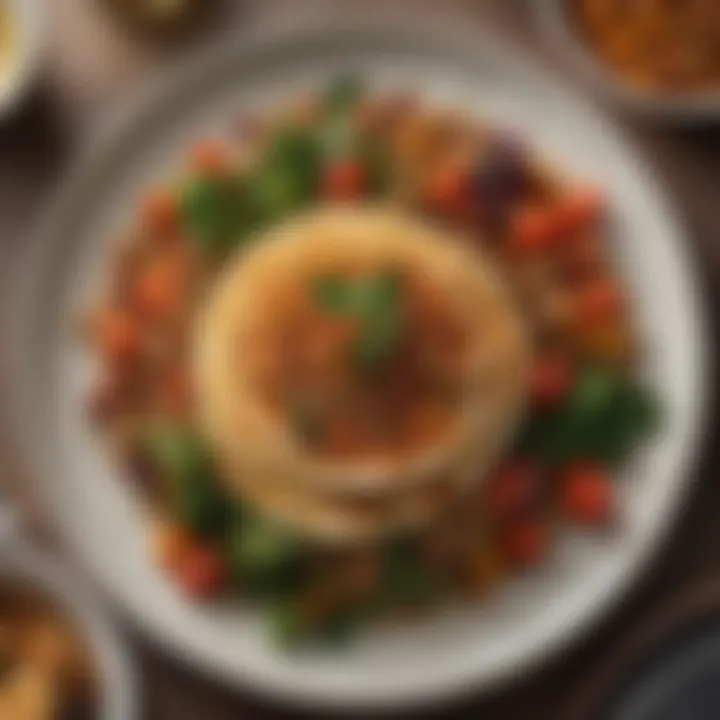 Artful plating of a hearty vegan meal featuring legumes and seasonal vegetables