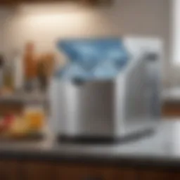 Compact electric ice maker in a modern kitchen setting