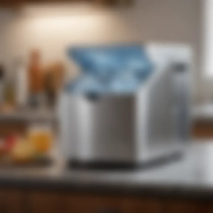 Compact electric ice maker in a modern kitchen setting