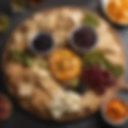 A platter of assorted savory snacks including cheese, olives, and crackers.