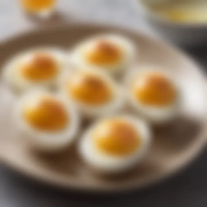 Artfully presented soft-boiled eggs in three-minute egg holders