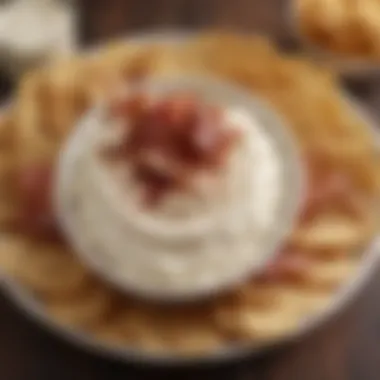 Garnished Sour Cream Bacon Dip Perfection Close-up of garnished sour cream bacon dip