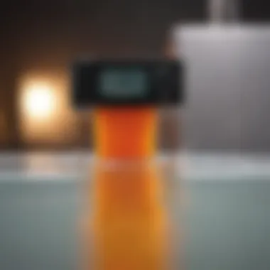 A close-up view of a sous vide heater in a water bath