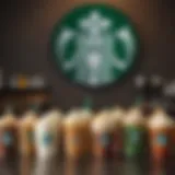 A beautifully arranged assortment of Starbucks beverages showcasing the rich variety available.