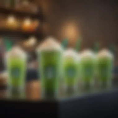 A vibrant display of Starbucks' Spring Green beverages featuring fresh ingredients.