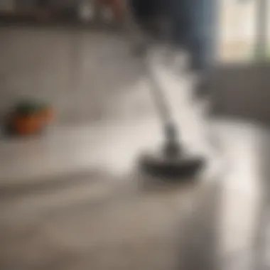 Demonstration of steam cleaning on tiled floors