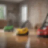 Different types of steam cleaners arranged for comparison