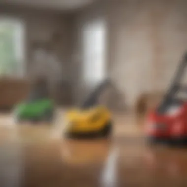 Different types of steam cleaners arranged for comparison